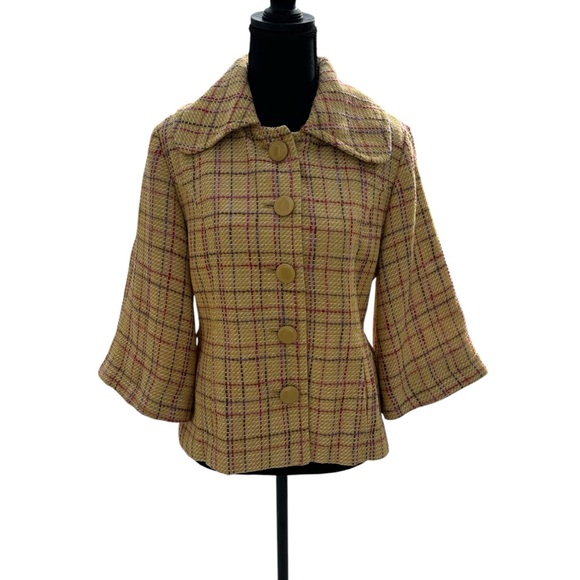 Tulle Jackets & Blazers - Tulle Anthropologie Yellow Tweed Jacket Large